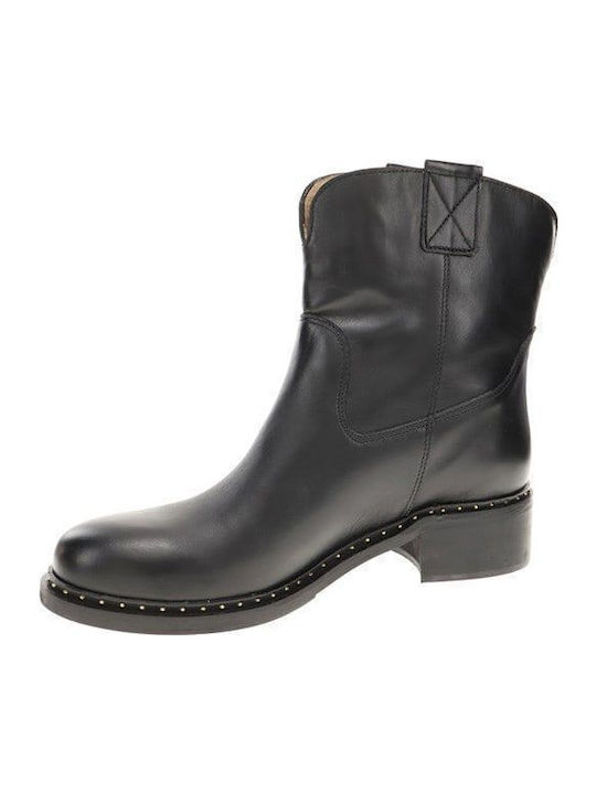 Leder Damen Knöchelstiefel Schwarz