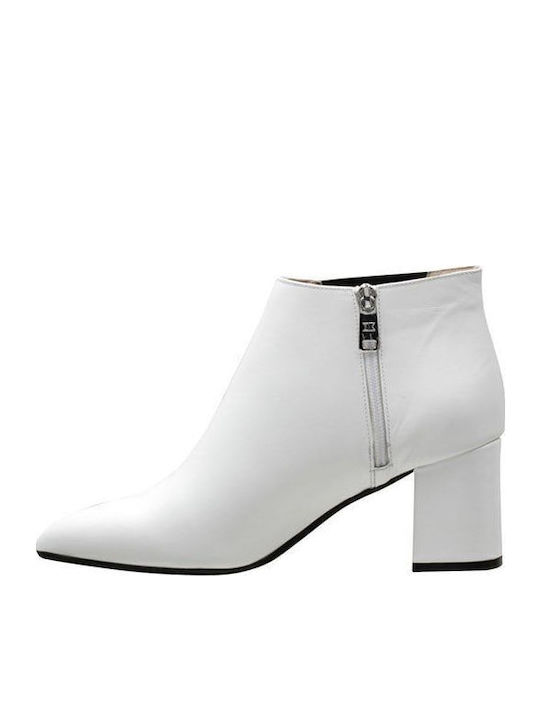 Leder Damen Knöchelstiefel Weiß