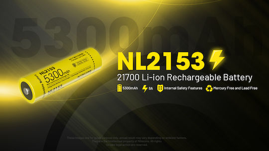 NiteCore NL2153 Επαναφορτιζόμενη Μπαταρία 21700 Li-ion 5300mAh 3.6V 1τμχ