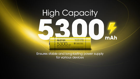 NiteCore NL2153 Επαναφορτιζόμενη Μπαταρία 21700 Li-ion 5300mAh 3.6V 1τμχ