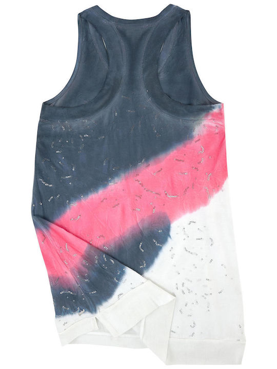 Diesel Kids Dress with Sequins Sleeveless blue, fuchsia, white