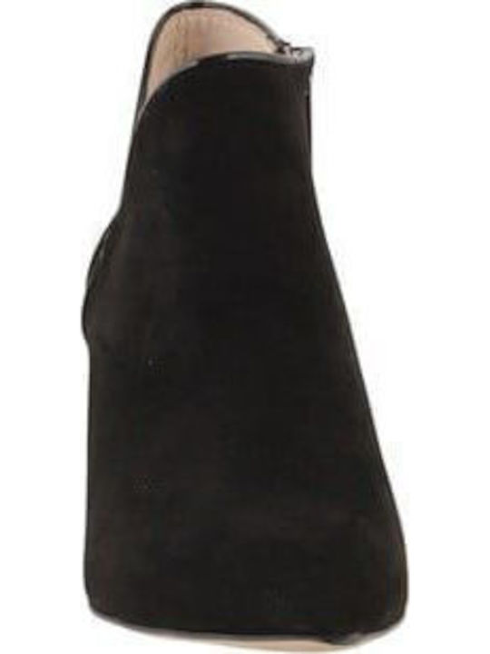 Leather Women's Ankle Boots with Medium Heel Black