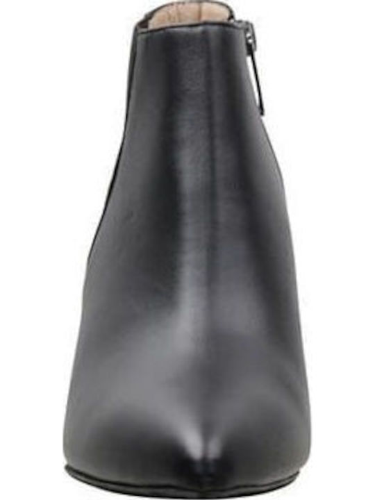 Leather Women's Ankle Boots with Medium Heel Black