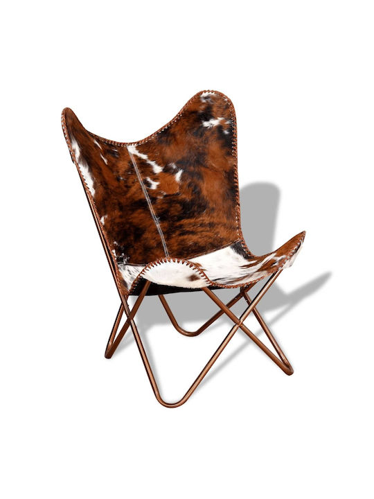 din Piele Naturală Maro / Alb 74x66x90cm