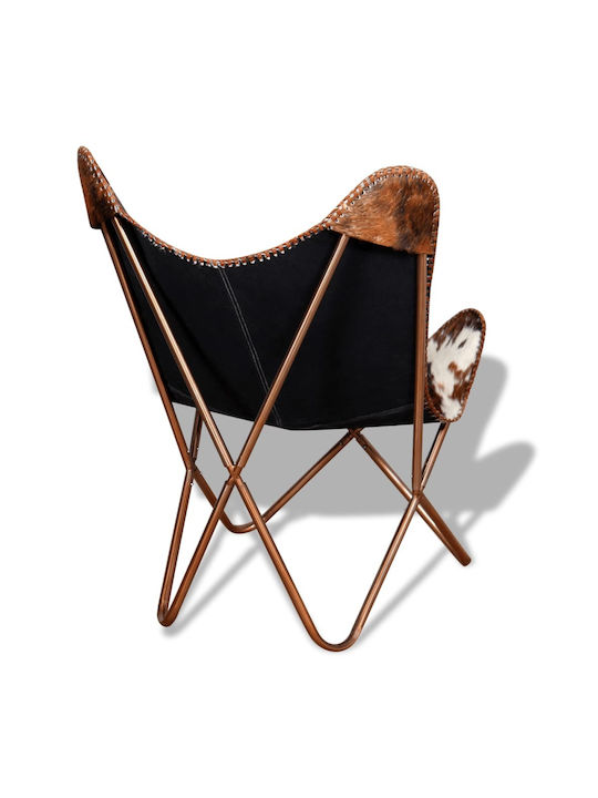 din Piele Naturală Maro / Alb 74x66x90cm