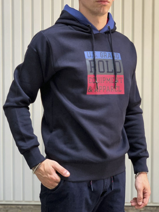 U.S.Grand Polo Club Men's Sweatshirt with Hood Blue