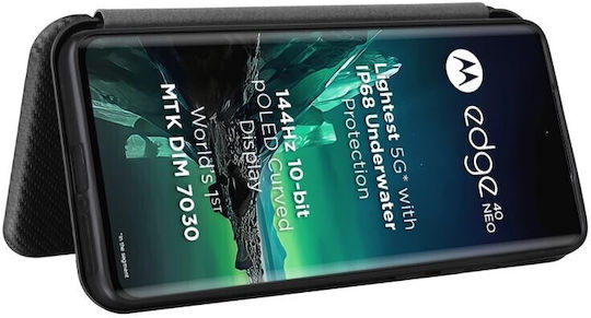 Carbon Fiber Buchen Sie Schwarz (Motorola Edge 40 Neo)