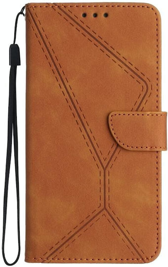 Stitching Embossed Wallet Καφέ (Motorola Edge 40 Neo)