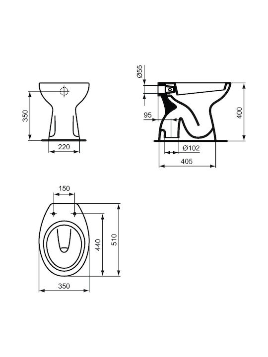 Vidima Stehende Toilette Unterer Siphon Weiße