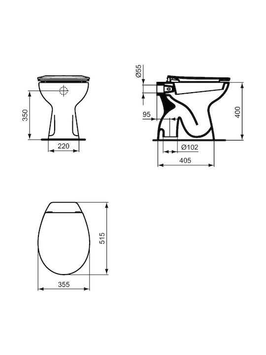 Vidima Stehende Toilette Unterer Siphon Weiße