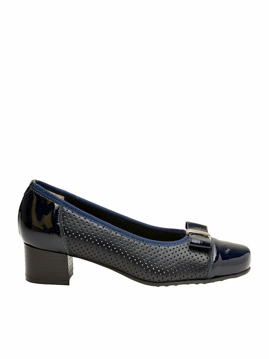 Leather Blue Low Heels