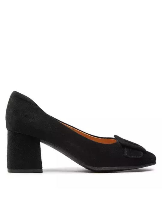 Caprice Suede Black Medium Heels