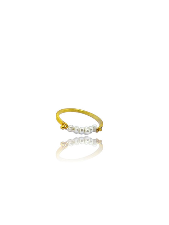 One Women's Gold Plated Silver Ring with Stone