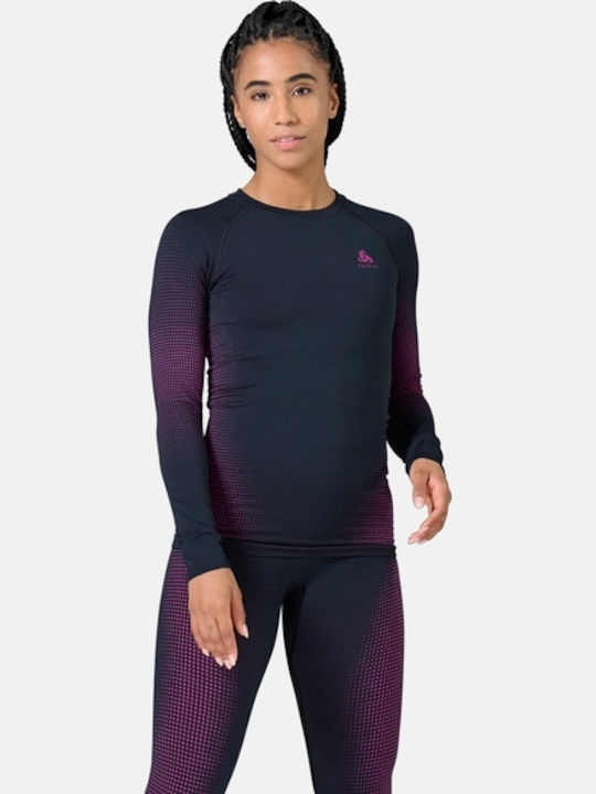Odlo Performance Warm Eco Frauen Thermounterwäsche Langärmliges Hemd Fuchsia - Schwarz