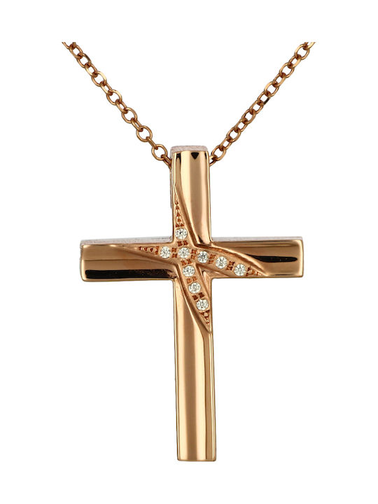 Triantos Femeiesc Aur Roz Cruce 14K