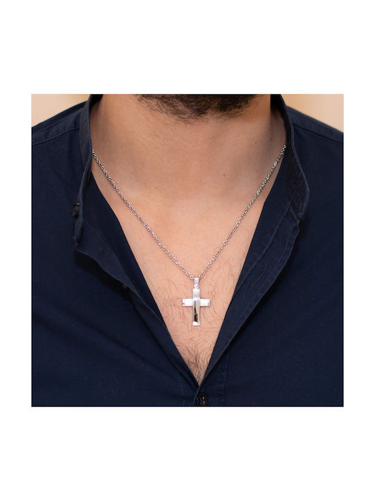 Triantos Men's White Gold Cross 18K