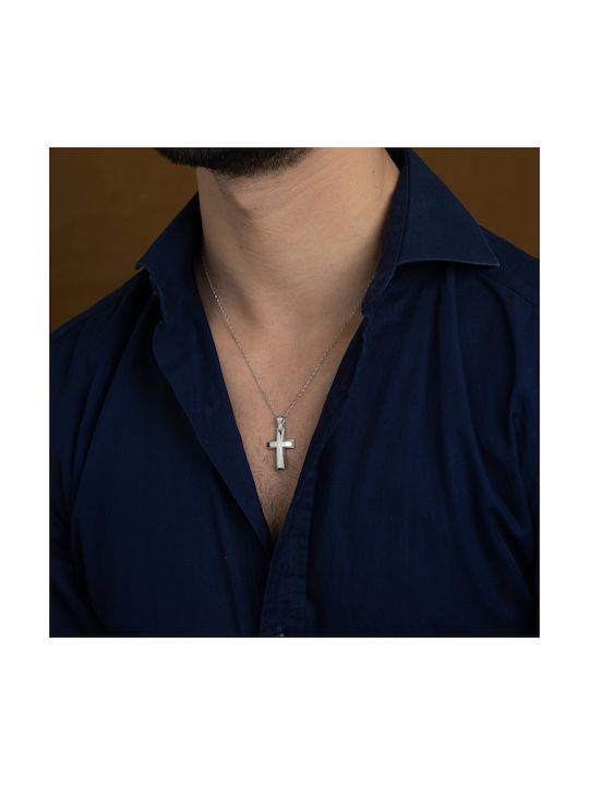 Triantos Men's White Gold Cross 14K