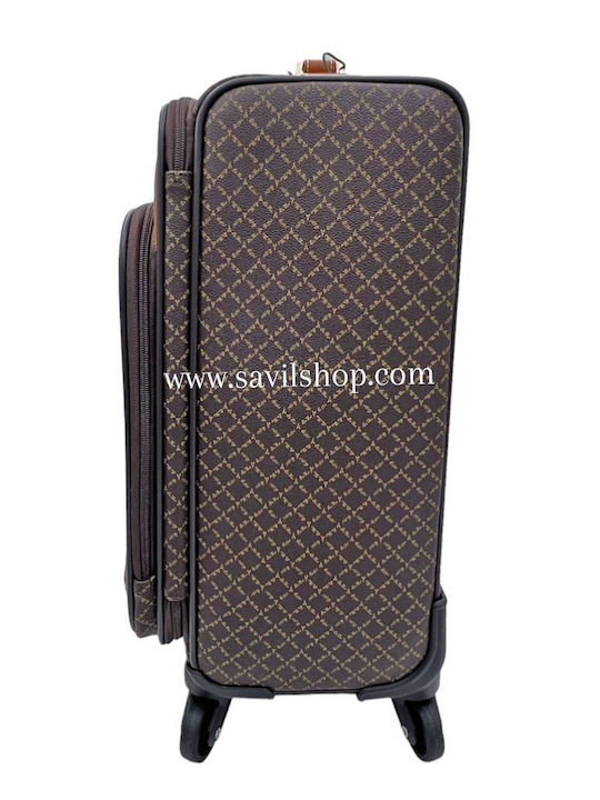 La tour Eiffel Mittlerer Stoff-Reisekoffer Braun mit 4 Rädern Höhe 59,5 cm