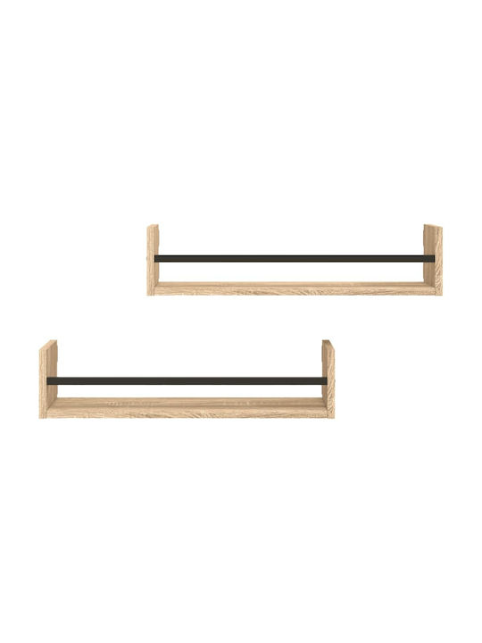 Sonoma Oak Wall Shelves (2 Pieces) 60x16x14cm