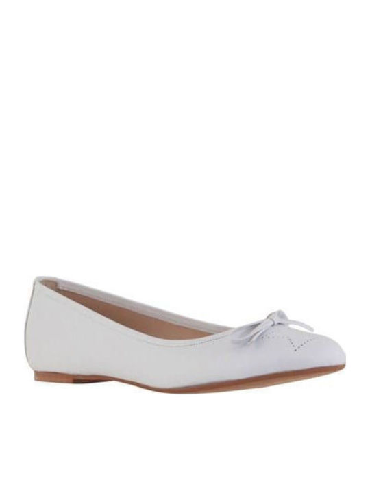 Lederne Damen Ballerinas in Weiß Farbe