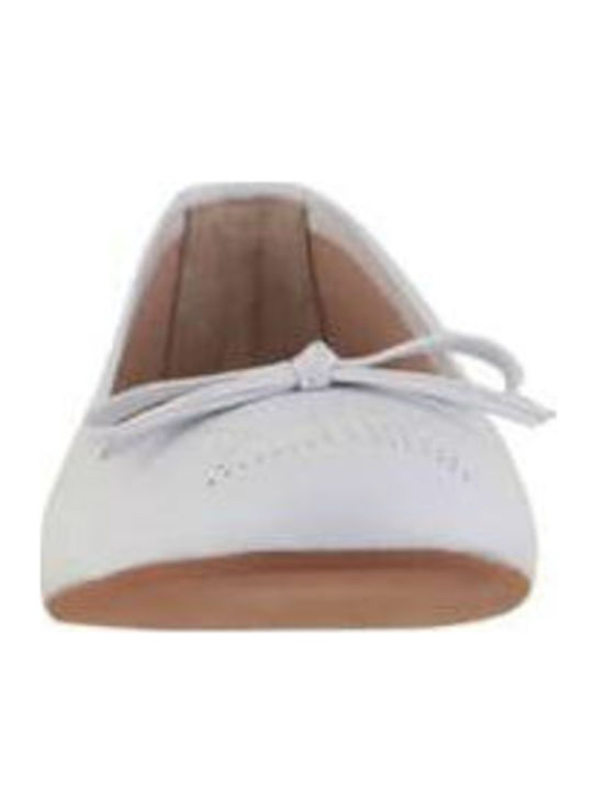 Lederne Damen Ballerinas in Weiß Farbe