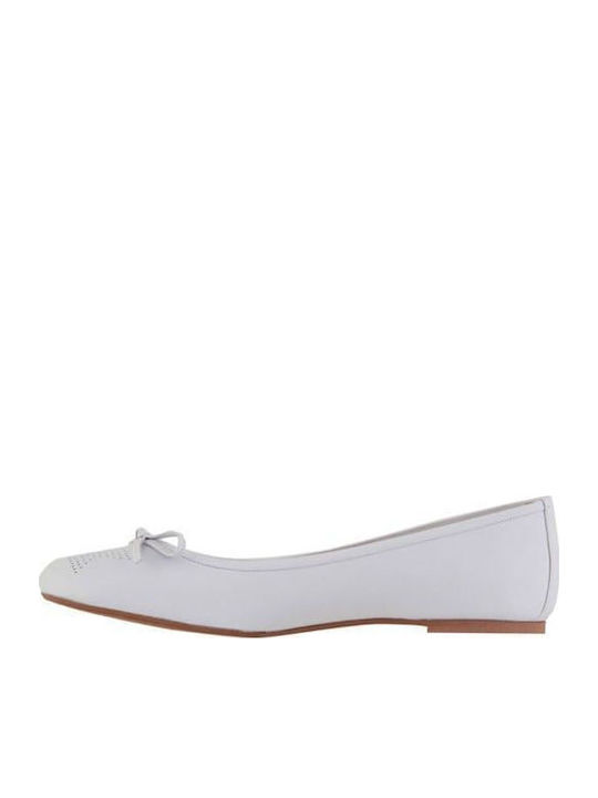 Lederne Damen Ballerinas in Weiß Farbe