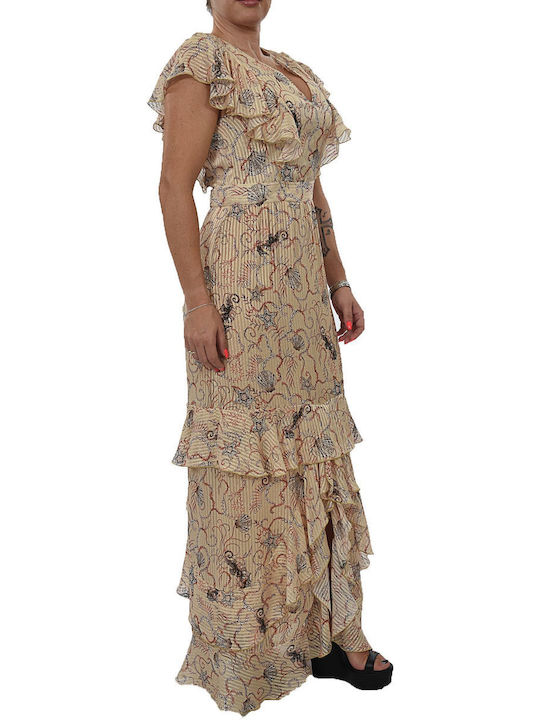 Space Style Concept Maxi Evening Dress Beige