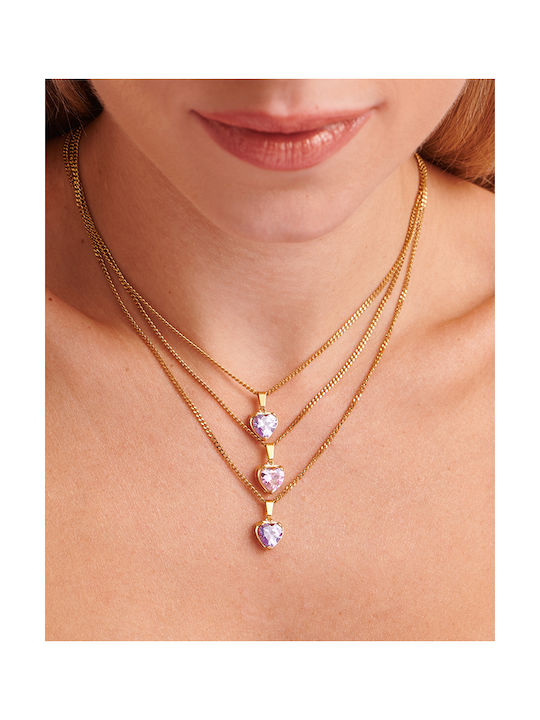 LifeLikes Necklace from Gold-plated Steel with Zircon