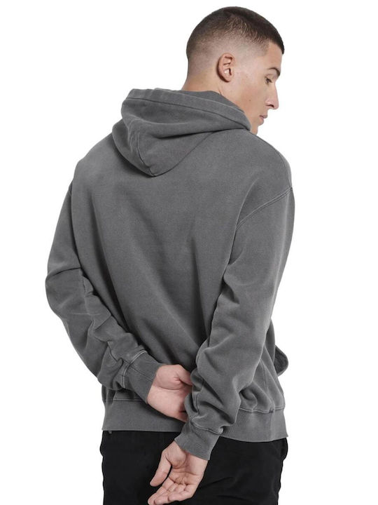 Funky Buddha Men's Sweatshirt with Hood and Pockets Anthracite