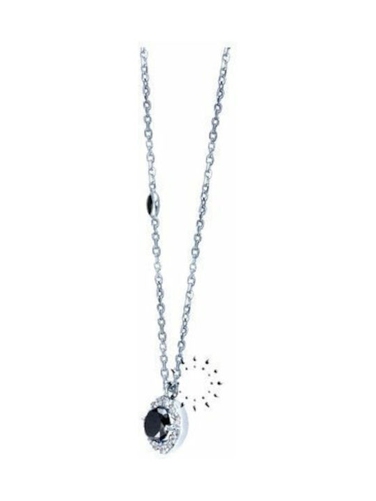 Collection Necklace with design Heart from White Gold 18k with Diamond