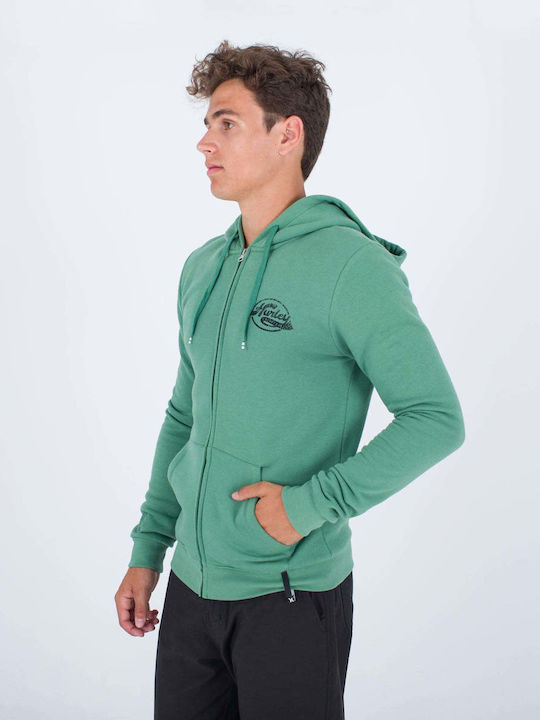 Hurley Herren Sweatshirt Jacke mit Kapuze und Taschen Green