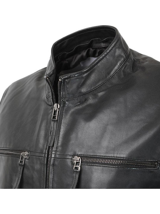 Lederjacke Winter Jacke Schwarz