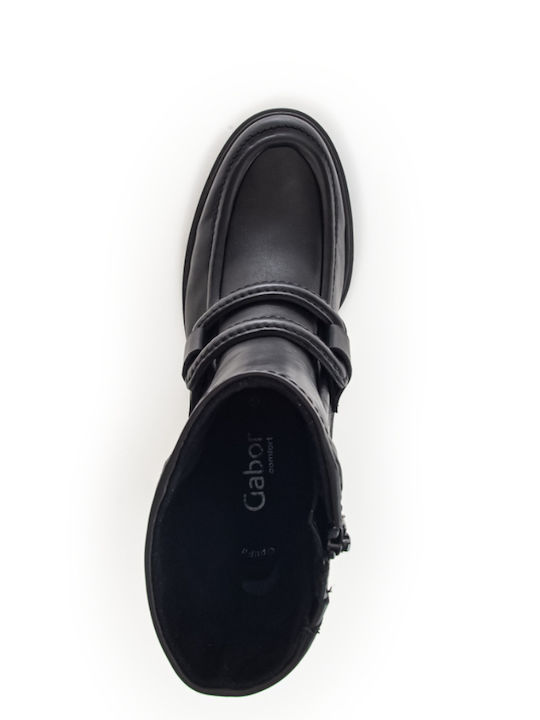 Leder Stiefeletten Damen Schwarz