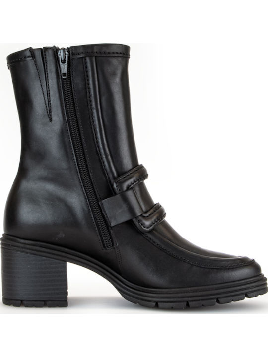 Leder Stiefeletten Damen Schwarz