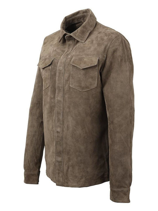 Studio Ar Ribery Men's Shirt Overshirt Long Sleeve Khaki