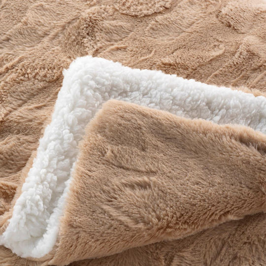 L-c Foxy Pelzige Decke Für Couch 125x150cm Sable