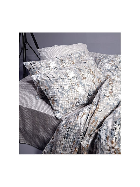 Kentia Duvet Single 160x240cm Lucas Grey-Ecru-Blue 300 GSMGsm