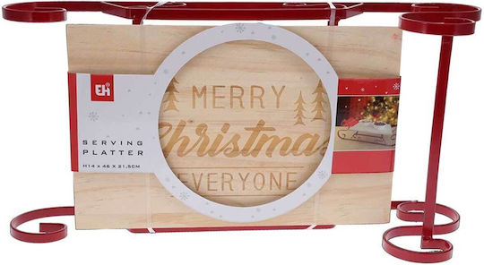 Excellent Houseware Weihnachtliche Schneidebrett Holz Rot L46xB21xD14cm.