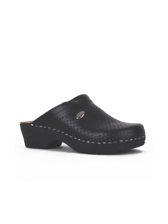 Comfort Way Shoes Leather Anatomic Clogs Black