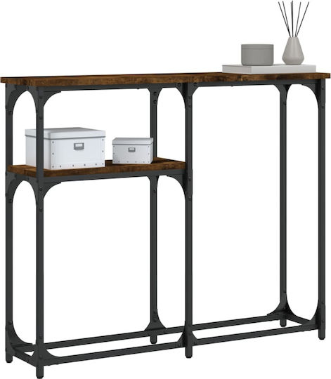 Console Table Wood & Metal Καπνιστή Δρυς L90xW22.5xH75cm