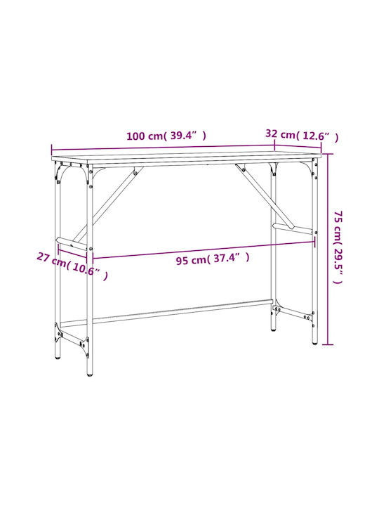 Console Table Wood & Metal Sonoma Δρυς L100xW32xH75cm