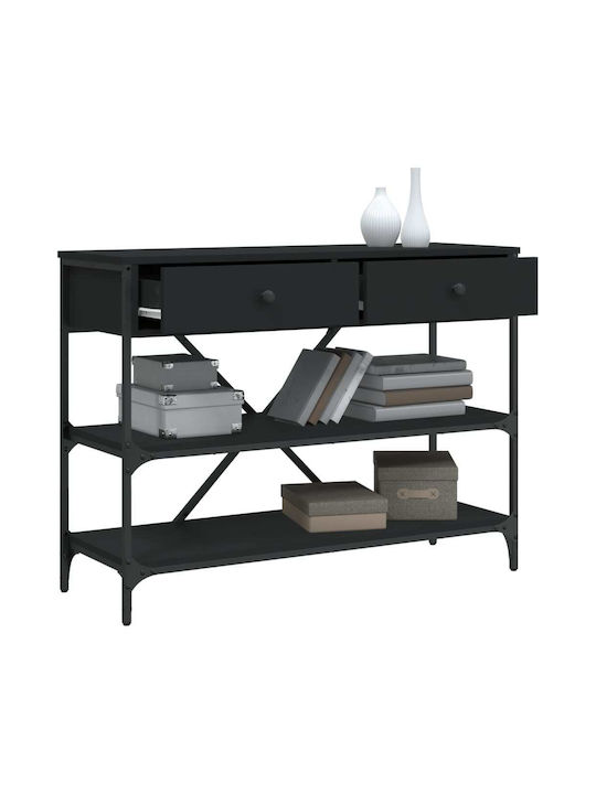 Console Table Wood & Metal Black Velvet-Black Metal L100xW34.5xH75cm
