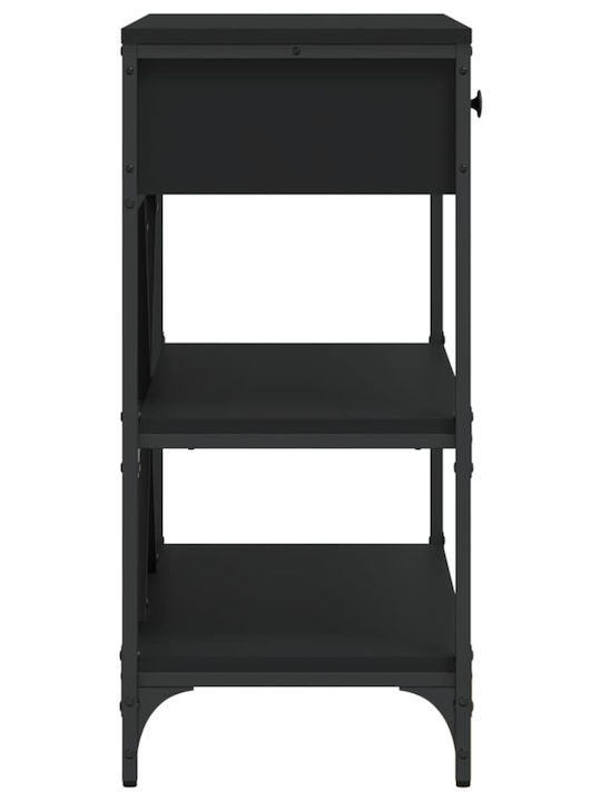 Console Table Wood & Metal Black Velvet-Black Metal L100xW34.5xH75cm