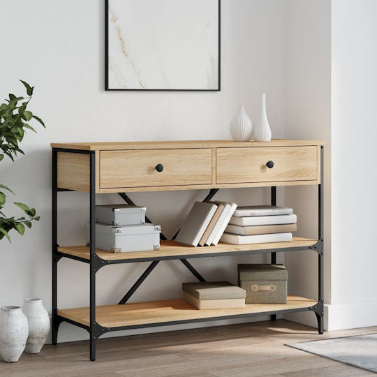 Console Table Wood & Metal Δρυς Sonoma L100xW34.5xH75cm