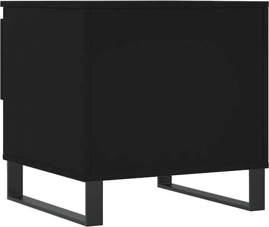 Masă Laterală Rectangulară Din Lemn Cu Sertare Neagră Lățime 50xLungime 46xÎnălțime 50cm