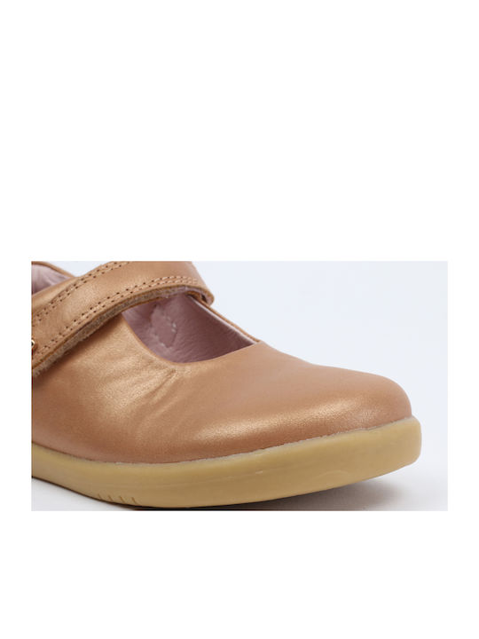 Balerini copii with Hoop & Loop Closure Leather Brown