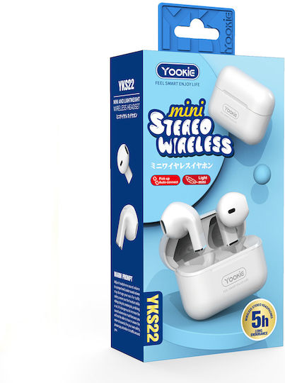 Yookie YKS22 In-ear Bluetooth Handsfree Căști cu Carcasă de Încărcare Alb