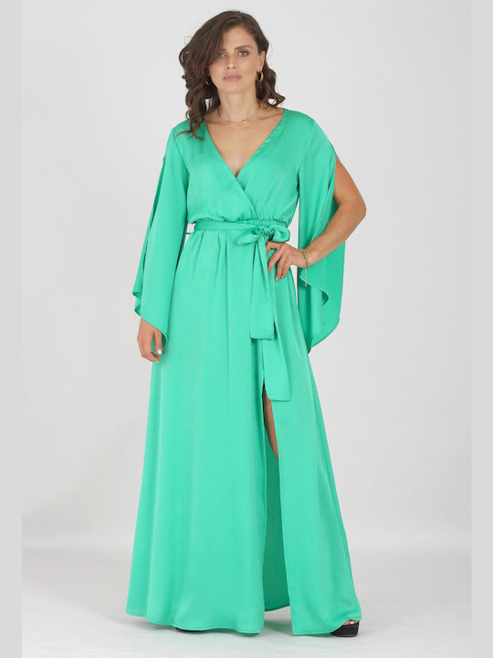 On Line Maxi Dress with Slit Turquoise