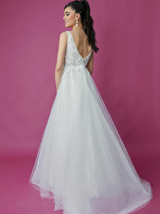 RichgirlBoudoir Maxi Νυφικό Φόρεμα με Τούλι Λευκό