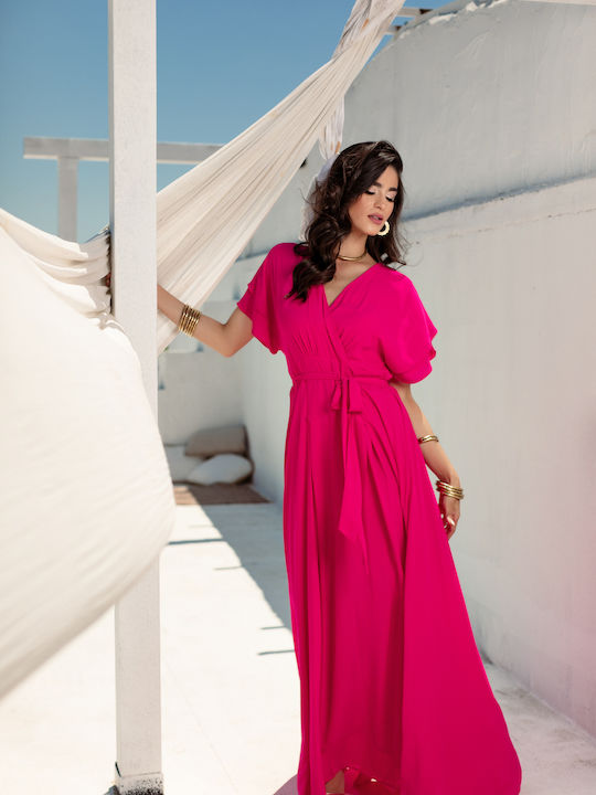 RichgirlBoudoir Summer Maxi Dress Wrap with Ruffle Pink